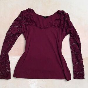 Elegant Burgundy Lace Sleeve Top